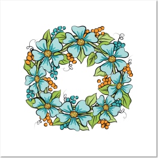 Spring Flowers Wreath Art Posters and Art